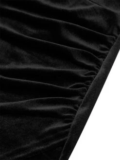 Women‘s Prom Dress Party Dress Velvet Dress Black Dress Midi Dress Wine Green Long Sleeve Pure Color Ruched Spring Fall Winter V Neck Fashion Winter Dress Evening Party Wedding Guest 2023 -Tesla Style aaslel1692167789852