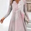 Women's Work Dress Casual Dress Fashion Winter Dress Daily Mini Dress Button Print V Neck Long Sleeve Leaf Ombre Regular Fit Pink Blue Green Fall Winter S M L XL XXL