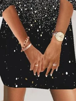 Women‘s Casual Dress Bodycon Sheath Dress Mini Dress Gold 3/4 Length Sleeve Color Gradient Print Summer Spring Fall V Neck Loose Fit 2023 S M L XL XXL 3XL -Tesla Style acvkov1661312435688