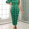 Women's Prom Dress Party Dress Wedding Guest Dress Long Dress Maxi Dress Green Half Sleeve Floral Print Summer Spring Fall One Shoulder Fashion Evening Party Wedding Guest Vacation 2023 S M L XL XXL -Tesla Style addrfz1692157369117