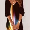 Women's Casual Dress Sweatshirt Dress Summer Dress Ombre Print V Neck Mini Dress Fashion Streetwear Outdoor Daily 3/4 Length Sleeve Loose Fit Yellow Wine Green Summer Spring S M L XL XXL