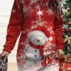 Women's Christmas Casual Dress Sweatshirt Dress Mini Dress Warm Fashion OutdoorVacation Crew Neck Print Snowman Snowflake Deer Loose Fit Black Red Burgundy S M L XL XXL -Tesla Style afcgod1695644479135