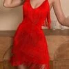Women's Party Dress Fringe Dress Cocktail Dress Mini Dress Red Sleeveless Pure Color Tassel Fringe Spring Fall Winter Spaghetti Strap Fashion Wedding Guest Birthday Vacation 2023 S M L XL -Tesla Style afehvf1696748197493
