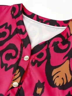 Women's Work Dress Semi Formal Dress A Line Dress Fashion Mini Dress Lace Up Button V Neck Long Sleeve Leopard Color Block Regular Fit Black White Red Fall S M L XL XXL -Tesla Style afnqow1693300580386