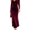 Women‘s Christmas Prom Dress Party Dress Velvet Dress Long Dress Maxi Dress Black Wine Dark Green Long Sleeve Pure Color Ruched Spring Fall Winter V Neck Fashion Winter Dress Birthday Evening Party -Tesla Style agmbur1691402329546