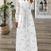 Women's Work Dress Casual Dress Lace Dress Fashion Winter Dress Daily Long Dress Maxi Dress Lace Patchwork V Neck Long Sleeve Floral Heart Regular Fit White Pink Green Fall Winter S M L XL XXL