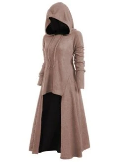 Women‘s Plus Size Curve Hoodie Dress Solid Color Hooded Long Sleeve Winter Fall Stylish Casual Maxi Long Dress Daily Holiday Dress -Tesla Style alohgl1630656364926