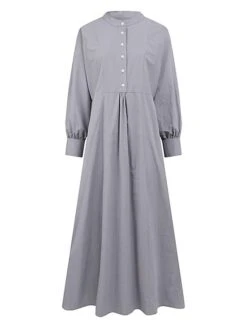 Women's Work Dress Swing Dress Semi Formal Dress Fashion Long Dress Maxi Dress Ruched Button Crew Neck Long Sleeve Plain Loose Fit Wine Blue Green Fall Winter S M L XL XXL 18 Women's Work Dress Swing Dress Semi Formal Dress Fashion Long Dress Maxi Dress Ruched Button Crew Neck Long Sleeve Plain Loose Fit Wine Blue Green Fall Winter S M L XL XXL -Tesla Style amdvwc1693300598185