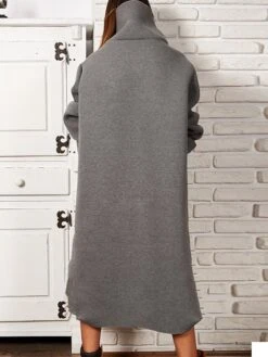 Women's Sweatshirt Dress Casual Dress Midi Dress Fashion Daily Outdoor Vacation Going Out Turtleneck Pocket Solid Color Regular Fit Black Yellow Purple S M L XL XXL -Tesla Style amhzrg1697541678435