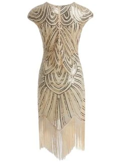 Women‘s Halloween Dress Party Dress Fringe Dress Sequin Dress Midi Dress Silver Black White Sleeveless Floral Sequins Summer Spring Fall Crew Neck Party Party Summer Dress 2023 XS S M L XL XXL -Tesla Style amljqc1639031522404