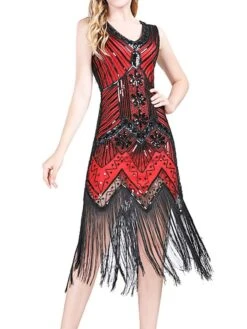 Women‘s Halloween Dress Retro 1920s Fringe Dress Midi Dress Party Outdoor Sequins Tassel Fringe Plain V Neck Sleeveless Regular Fit Summer Spring 2023 Claret Black S M L XL 26 Women‘s Halloween Dress Retro 1920s Fringe Dress Midi Dress Party Outdoor Sequins Tassel Fringe Plain V Neck Sleeveless Regular Fit Summer Spring 2023 Claret Black S M L XL -Tesla Style amtpjl1677052181255