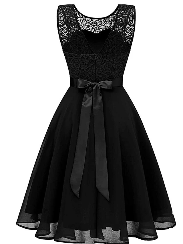 Women‘s Party Dress Lace Dress Knee Length Dress Pink Red Wine Dark Blue Red White Black Sleeveless Pure Color Lace Spring Summer Crew Neck Elegant 2022 XS S M L XL XXL XXXL 8 Women‘s Party Dress Lace Dress Knee Length Dress Pink Red Wine Dark Blue Red White Black Sleeveless Pure Color Lace Spring Summer Crew Neck Elegant 2022 XS S M L XL XXL XXXL - Image 6