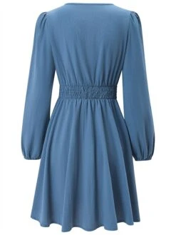 Women's Work Dress Black Dress Semi Formal Dress Fashion Mini Dress Ruched V Neck Long Sleeve Plain Regular Fit Black Red Blue Fall Winter S M L XL -Tesla Style appzdw1693300576058