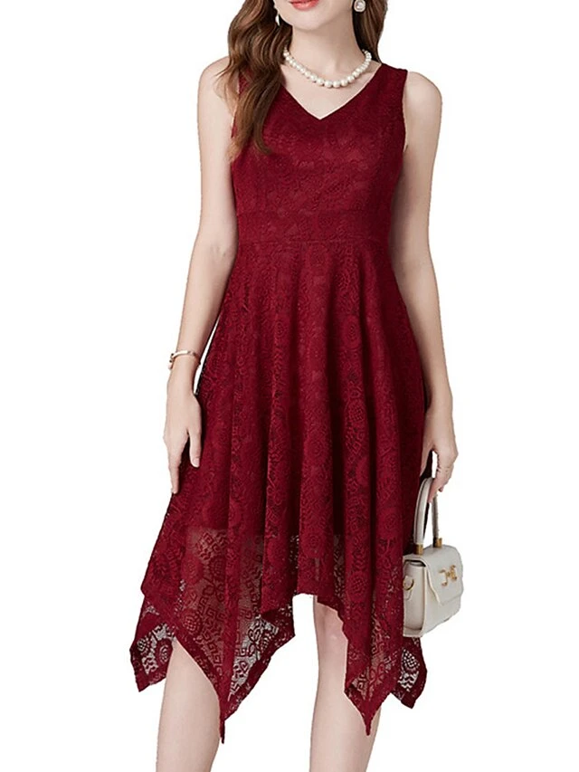 Women's Party Dress Lace Dress Cocktail Dress Midi Dress Black Pink Wine Sleeveless Pure Color Lace Spring Fall Winter V Neck Fashion Winter Dress Wedding Guest Vacation 2023 S M L XL XXL 3 Women's Party Dress Lace Dress Cocktail Dress Midi Dress Black Pink Wine Sleeveless Pure Color Lace Spring Fall Winter V Neck Fashion Winter Dress Wedding Guest Vacation 2023 S M L XL XXL