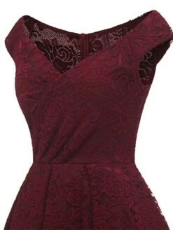 Women‘s Semi Formal Party Dress Homecoming Dress Lace Dress A Line Dress Knee Length Dress Pink Wine Khaki Sleeveless Pure Color Lace Winter Fall Off Shoulder Wedding Guest 2023 S M L XL XXL -Tesla Style asvjoy1660213495995