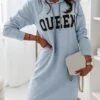 Women's Winter Dress Casual Dress Hoodie Dress Mini Dress Black Blue Green Long Sleeve Letter Print Fall Winter Autumn Hooded Stylish Fall Dress 2023 S M L XL 2XL 3XL -Tesla Style atljno1659610669509