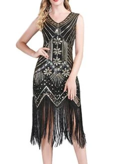 Women‘s Halloween Dress Retro 1920s Fringe Dress Midi Dress Party Outdoor Sequins Tassel Fringe Plain V Neck Sleeveless Regular Fit Summer Spring 2023 Claret Black S M L XL 30 Women‘s Halloween Dress Retro 1920s Fringe Dress Midi Dress Party Outdoor Sequins Tassel Fringe Plain V Neck Sleeveless Regular Fit Summer Spring 2023 Claret Black S M L XL -Tesla Style atosdg1677052187533