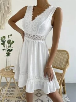 Women's Party Dress Lace Dress Cocktail Dress Midi Dress Black White Sleeveless Pure Color Lace Summer Spring V Neck Fashion Wedding Guest Vacation Summer Dress 2023 S M L XL 2XL 18 Women's Party Dress Lace Dress Cocktail Dress Midi Dress Black White Sleeveless Pure Color Lace Summer Spring V Neck Fashion Wedding Guest Vacation Summer Dress 2023 S M L XL 2XL -Tesla Style aucfnr1685068139004