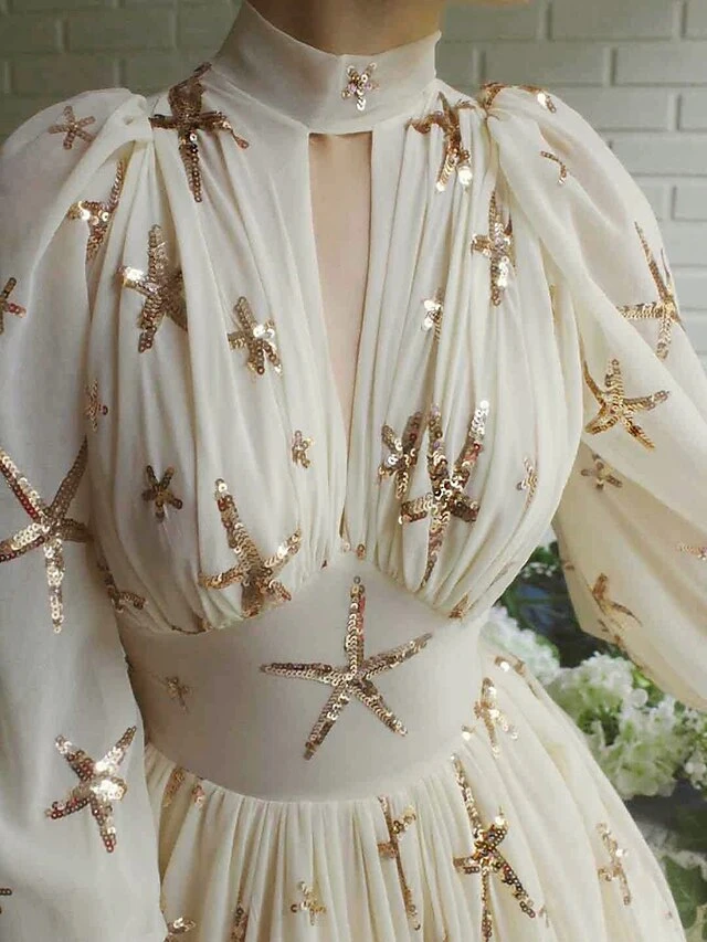 Women's Party Dress Sequin Dress Homecoming Dress Long Dress Maxi Dress Light Yellow Long Sleeve Star Sequins Fall Winter Autumn Stand Collar Modern Fall Dress 2023 S M L XL XXL 6 Women's Party Dress Sequin Dress Homecoming Dress Long Dress Maxi Dress Light Yellow Long Sleeve Star Sequins Fall Winter Autumn Stand Collar Modern Fall Dress 2023 S M L XL XXL - Image 4