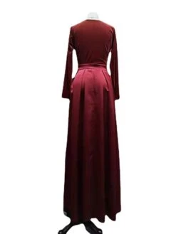 Women‘s Party Dress Velvet Dress Red Long Dress Maxi Dress Wine Long Sleeve Pure Color Ruched Pleated Split Winter Fall V Neck Party Hot Elegant Fall Dress Slim 2023 S M L XL Winter Dress -Tesla Style aupbty1668516395915