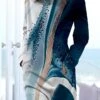 Women's Casual Dress Sweatshirt Dress Print Dress Marble Print Pocket Print Crew Neck Mini Dress Fashion Classic Daily Vacation Long Sleeve Loose Fit Blue Fall Winter S M L XL XXL -Tesla Style avdrzl1693991201835