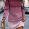 Women's Sweatshirt Dress Casual Dress Mini Dress Warm Fashion Outdoor Vacation Going Out Crew Neck Print Striped Regular Fit Blue Purple Fuchsia S M L XL XXL