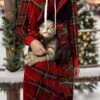 Women's Christmas Dress Hoodie Dress Mini Dress Warm Fashion Outdoor Christmas Holiday Hoodie Print Geometric Cat Loose Fit Wine S M L XL XXL -Tesla Style awyhzx1697633945845
