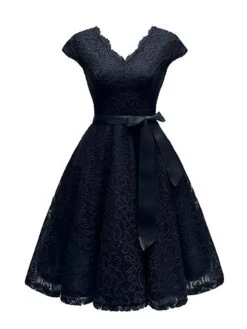 Women‘s Homecoming Party Dress Wedding Guest Dress Knee Length Dress Black Pink Navy Blue Beige Short Sleeve Pure Color Backless Lace Spring Summer Strapless Party Elegant Party Slim 2022 S M L XL XXL 9 Women‘s Homecoming Party Dress Wedding Guest Dress Knee Length Dress Black Pink Navy Blue Beige Short Sleeve Pure Color Backless Lace Spring Summer Strapless Party Elegant Party Slim 2022 S M L XL XXL -Tesla Style axglxw1601278846939