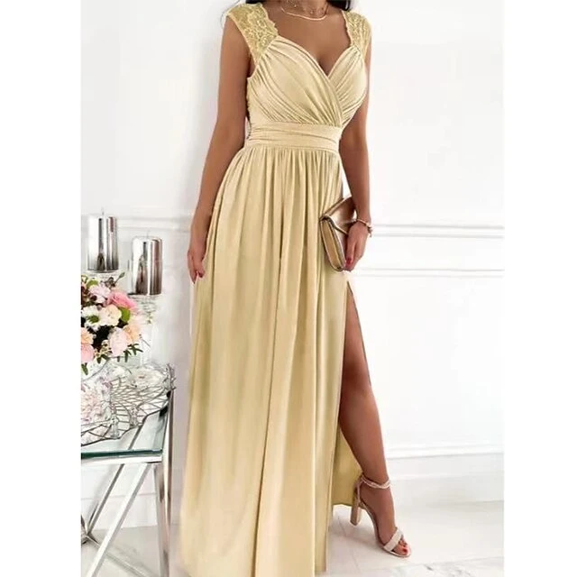 Women‘s Wedding Guest Dress Party Dress Sleeveless Lace Backless Hem Split Beauty Black Red Pink Beige Purple Wine Dress 2022 S M L XL 8 Women‘s Wedding Guest Dress Party Dress Sleeveless Lace Backless Hem Split Beauty Black Red Pink Beige Purple Wine Dress 2022 S M L XL - Image 6