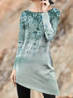 Women's Work Dress Casual Dress Fashion Winter Dress Daily Mini Dress Print Crew Neck Long Sleeve Floral Regular Fit Pink Blue Purple Fall Winter S M L XL XXL -Tesla Style basagl1694426126112