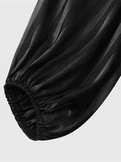 Women's Work Dress Satin Dress Black Dress Fashion Midi Dress Split V Neck Long Sleeve Plain Loose Fit Black Fall Winter S M L XL XXL -Tesla Style bbbzwy1693299578625