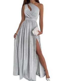 Women‘s Christmas Party Dress Velvet Dress Homecoming Dress Long Dress Maxi Dress Light Pink Black Wine Sleeveless Pure Color Ruched Summer Spring Fall One Shoulder Fashion Party Evening Party 2023 S -Tesla Style bccwua1673317037356