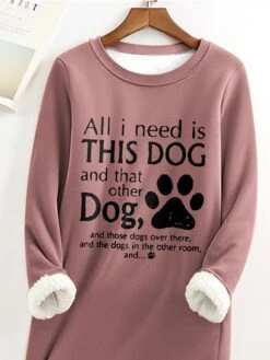 Women's Sweatshirt Dress Casual Dress Mini Dress Warm Fashion Outdoor Vacation Going Out Crew Neck Print Dog Letter Loose Fit Pink S M L XL XXL -Tesla Style beaddo1697709031752