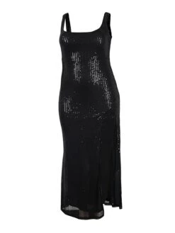 Women‘s Prom Dress Party Dress Sequin Dress Black Dress Midi Dress Red Gold Sleeveless Pure Color Sparkly Glitter Sequins Fall Winter Autumn Spaghetti Strap Fashion Winter Dress Wedding Guest -Tesla Style bevthm1693296798259
