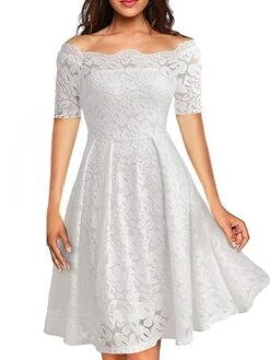 Women‘s Party Dress Homecoming Dress Lace Dress Midi Dress Black Wine Dusty Blue Long Sleeve Pure Color Lace Fall Spring Off Shoulder Elegant Winter Dress Wedding Guest 2023 -Tesla Style bfgqle1675676240844