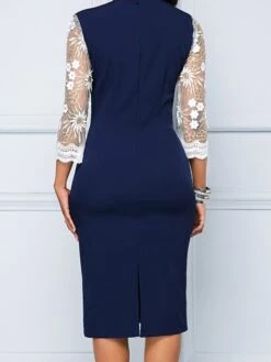 Women's Party Dress Sheath Dress Knee Length Dress Red Blue Long Sleeve Floral Patchwork Summer Spring Square Neck Stylish Winter Dress Fall Dress Loose Fit 2023 S M L XL XXL 3XL 4XL 5XL -Tesla Style bhsibd1645004586017