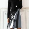 Women's Casual Dress Winter Dress Sweatshirt Dress Butterfly Dandelion Print Crew Neck Mini Dress Fashion Streetwear Outdoor Daily Long Sleeve Loose Fit Black Fall Winter S M L XL XXL -Tesla Style bhxnql1694082055683