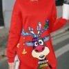 Women's Casual Dress Christmas Dress Sweatshirt Dress Deer Print Crew Neck Mini Dress Fashion Streetwear Outdoor Christmas Long Sleeve Loose Fit Wine Fall Winter S M L XL XXL -Tesla Style bjebxx1696743400800