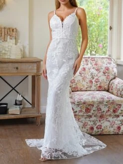 Women's Prom Dress Party Dress Lace Dress Long Dress Maxi Dress White Sleeveless Pure Color Lace Spring Fall Winter Spaghetti Strap Fashion Birthday Evening Party Wedding Guest 2023 S M L XL -Tesla Style bjgbmc1692690611818