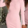 Women‘s Sweater Dress Winter Dress Bodycon Mini Dress White Pink Purple Long Sleeve Pure Color Ruched Fall Winter Autumn Turtleneck Casual Fall Dress Slim 2023 S M L XL XXL 3XL 4XL 5XL -Tesla Style blbeua1634957248161