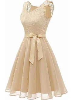 Women's Party Dress Lace Dress Homecoming Dress Midi Dress Pink Wine Khaki Sleeveless Pure Color Lace Summer Spring Fall V Neck Vintage Wedding Guest Birthday Vacation 2023 S M L XL XXL -Tesla Style blgjzo1691399762750