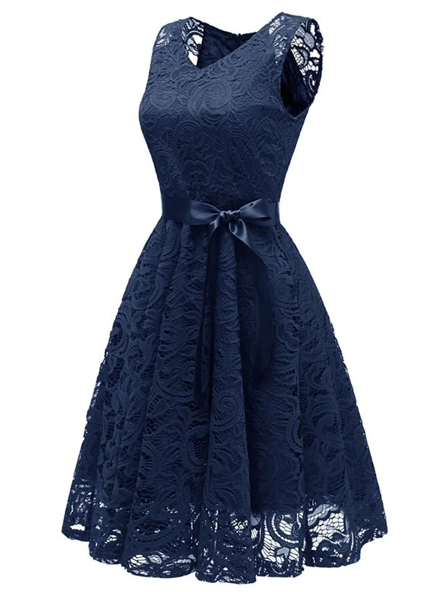Women's Party Dress Vintage Tea Dresses Lace Dress Homecoming Dress Knee Length Dress Pink Wine Navy Blue Sleeveless Pure Color Lace Summer Spring Fall V Neck Vintage Party Wedding Guest Dress 13 Women's Party Dress Vintage Tea Dresses Lace Dress Homecoming Dress Knee Length Dress Pink Wine Navy Blue Sleeveless Pure Color Lace Summer Spring Fall V Neck Vintage Party Wedding Guest Dress - Image 11
