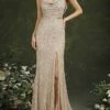 Women's Prom Dress Party Dress Sequin Dress Long Dress Maxi Dress Champagne Sleeveless Pure Color Sequins Spring Fall Winter Spaghetti Strap Fashion Wedding Guest Birthday Evening Party 2023 S M L XL -Tesla Style bmbplc1696076696734