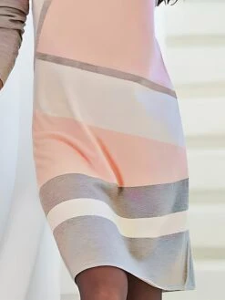 Women's Casual Dress Winter Dress Sweatshirt Dress Geometric Color Block Print Crew Neck Mini Dress Fashion Streetwear Outdoor Daily Long Sleeve Loose Fit Pink Fall Winter S M L XL XXL -Tesla Style bmbrix1694602872774