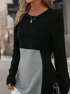 Women's Sweatshirt Dress Casual Dress Mini Dress Active Fashion Outdoor Holiday Vacation Crew Neck Print Geometric Loose Fit Black S M L XL XXL -Tesla Style bmirvt1697542451535