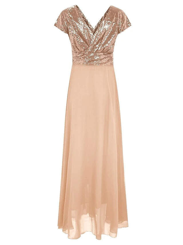 Women's Party Dress Sequin Dress Homecoming Dress Long Dress Maxi Dress Champagne Wine Purple Short Sleeve Pure Color Sequins Summer Spring V Neck Personalized Evening Party Wedding Guest 2023 S M L 4 Women's Party Dress Sequin Dress Homecoming Dress Long Dress Maxi Dress Champagne Wine Purple Short Sleeve Pure Color Sequins Summer Spring V Neck Personalized Evening Party Wedding Guest 2023 S M L - Image 2