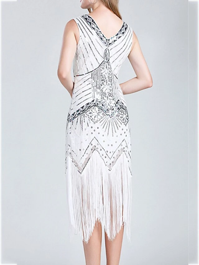 Women‘s Halloween Dress Retro 1920s Fringe Dress Midi Dress Party Outdoor Sequins Tassel Fringe Plain V Neck Sleeveless Regular Fit Summer Spring 2023 Claret Black S M L XL 9 Women‘s Halloween Dress Retro 1920s Fringe Dress Midi Dress Party Outdoor Sequins Tassel Fringe Plain V Neck Sleeveless Regular Fit Summer Spring 2023 Claret Black S M L XL - Image 7