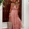 Women's Party Dress Lace Dress Swing Dress Long Dress Maxi Dress White Yellow Pink Sleeveless Polka Dot Lace Summer Spring V Neck Vacation Regular Fit 2023 S M L XL XXL