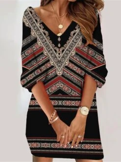 Women's Casual Dress Ethnic Dress Summer Dress Floral Color Block Print V Neck Mini Dress Vintage Ethnic Outdoor Daily 3/4 Length Sleeve Loose Fit Black Yellow Wine Summer Spring S M L XL XXL 12 Women's Casual Dress Ethnic Dress Summer Dress Floral Color Block Print V Neck Mini Dress Vintage Ethnic Outdoor Daily 3/4 Length Sleeve Loose Fit Black Yellow Wine Summer Spring S M L XL XXL -Tesla Style bolkvx1689247549021