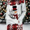 Women's Casual Dress Christmas Dress Sweatshirt Dress Snowman Snowflake Pocket Print Crew Neck Mini Dress Fashion Streetwear Outdoor Christmas Long Sleeve Loose Fit Wine Fall Winter S M L XL XXL